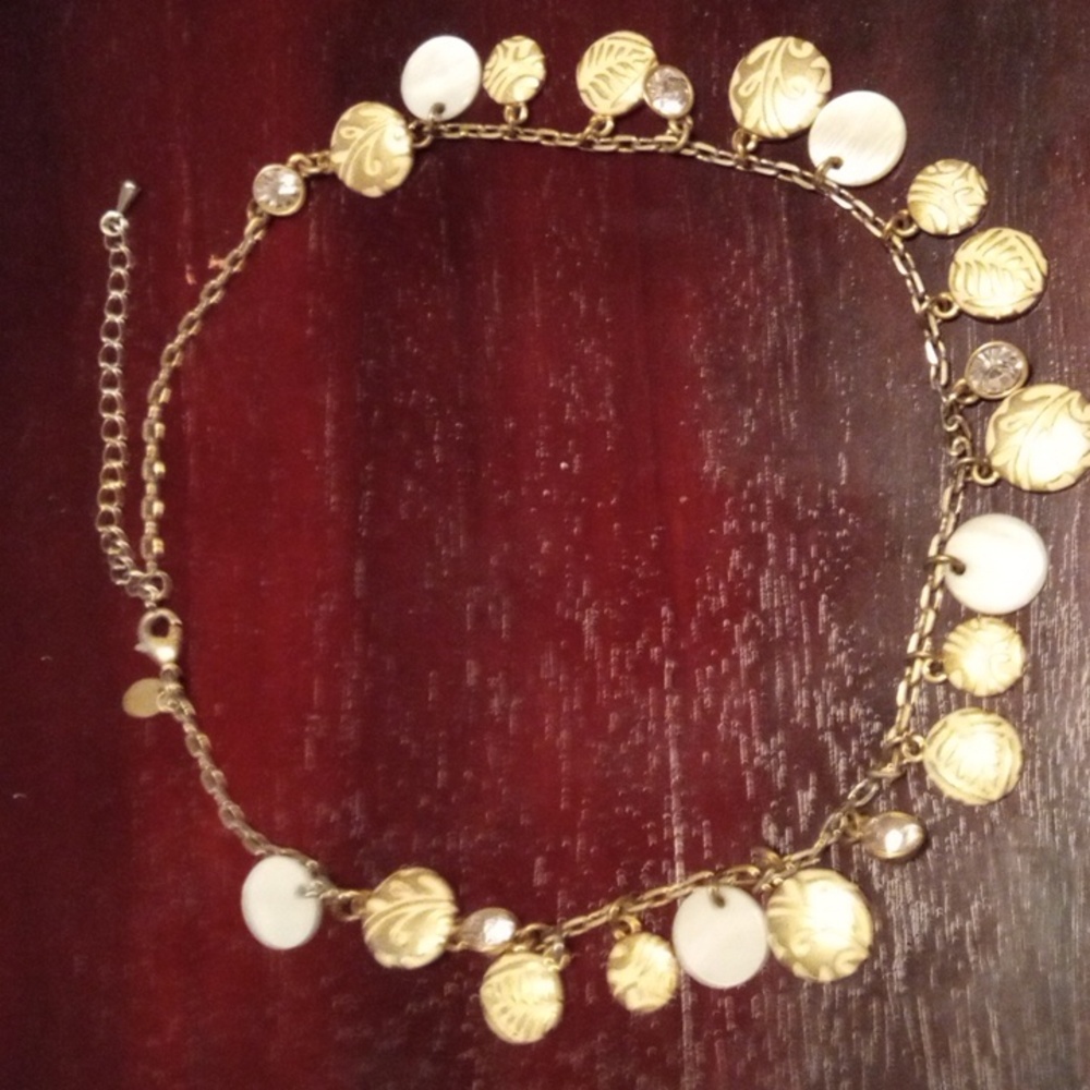 Lia Sophia Retired Gold And White Necklace